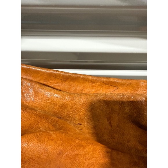 Il Bisonte Tan Leather Crossbody Bag Wanny Di Filippo Made in Italy Plaid Lining - Picture 4 of 7